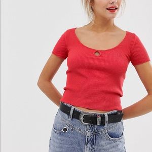 BERSHKA ribbed crop